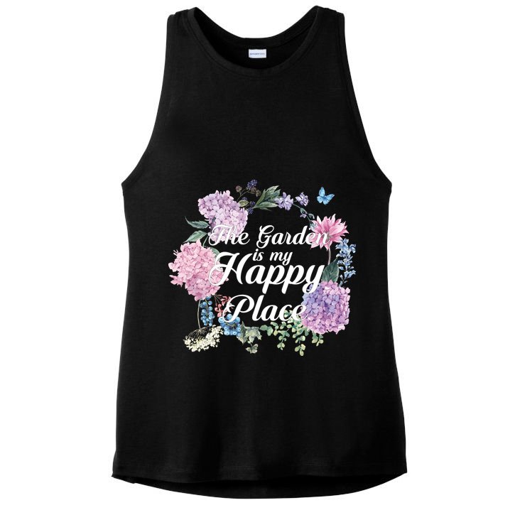 The Garden Is My Happy Place Ladies PosiCharge Tri-Blend Wicking Tank