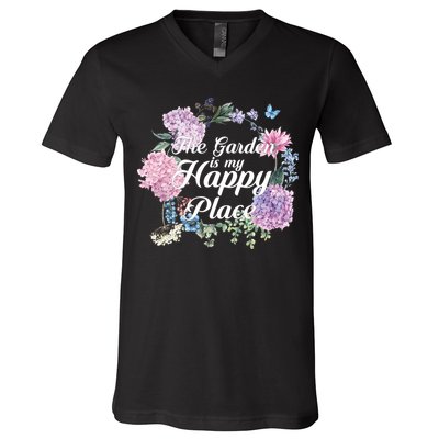 The Garden Is My Happy Place V-Neck T-Shirt