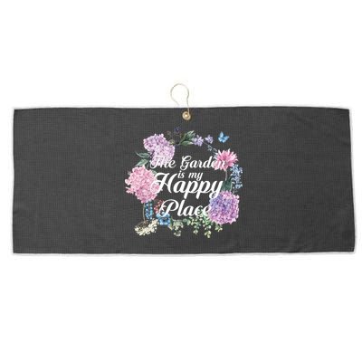 The Garden Is My Happy Place Large Microfiber Waffle Golf Towel