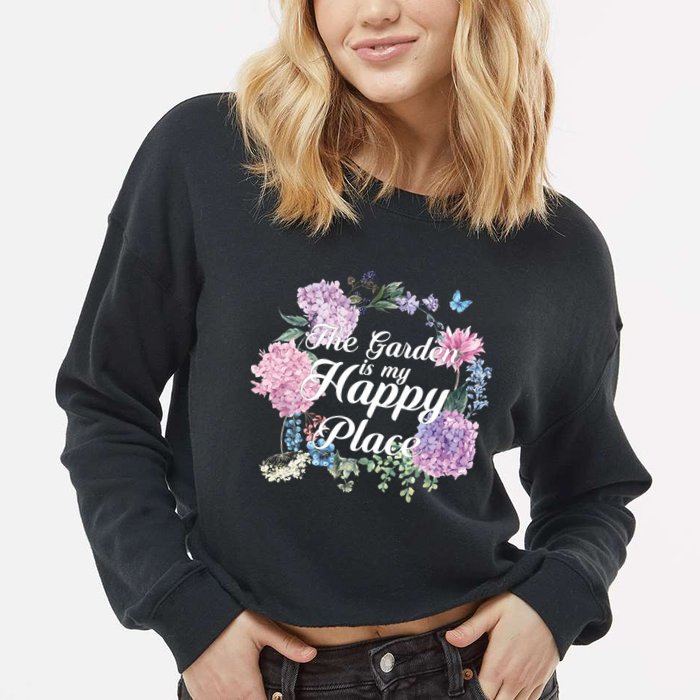 The Garden Is My Happy Place Cropped Pullover Crew