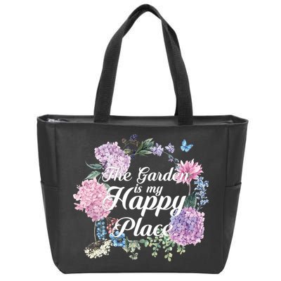 The Garden Is My Happy Place Zip Tote Bag