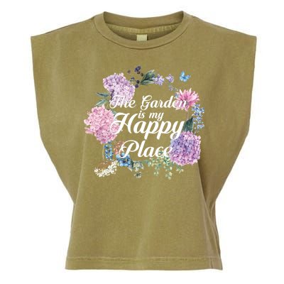 The Garden Is My Happy Place Garment-Dyed Women's Muscle Tee