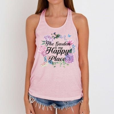 The Garden Is My Happy Place Women's Knotted Racerback Tank