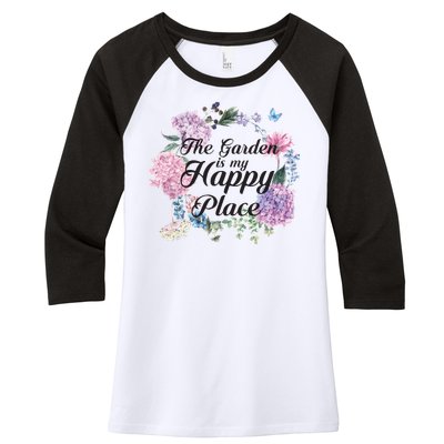 The Garden Is My Happy Place Women's Tri-Blend 3/4-Sleeve Raglan Shirt