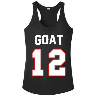 The Goat #12 Jersey 5 Time Champ New England Football Ladies PosiCharge Competitor Racerback Tank