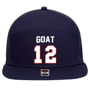 The Goat #12 Jersey 5 Time Champ New England Football 7 Panel Mesh Trucker Snapback Hat