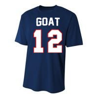 The Goat #12 Jersey 5 Time Champ New England Football Youth Performance Sprint T-Shirt