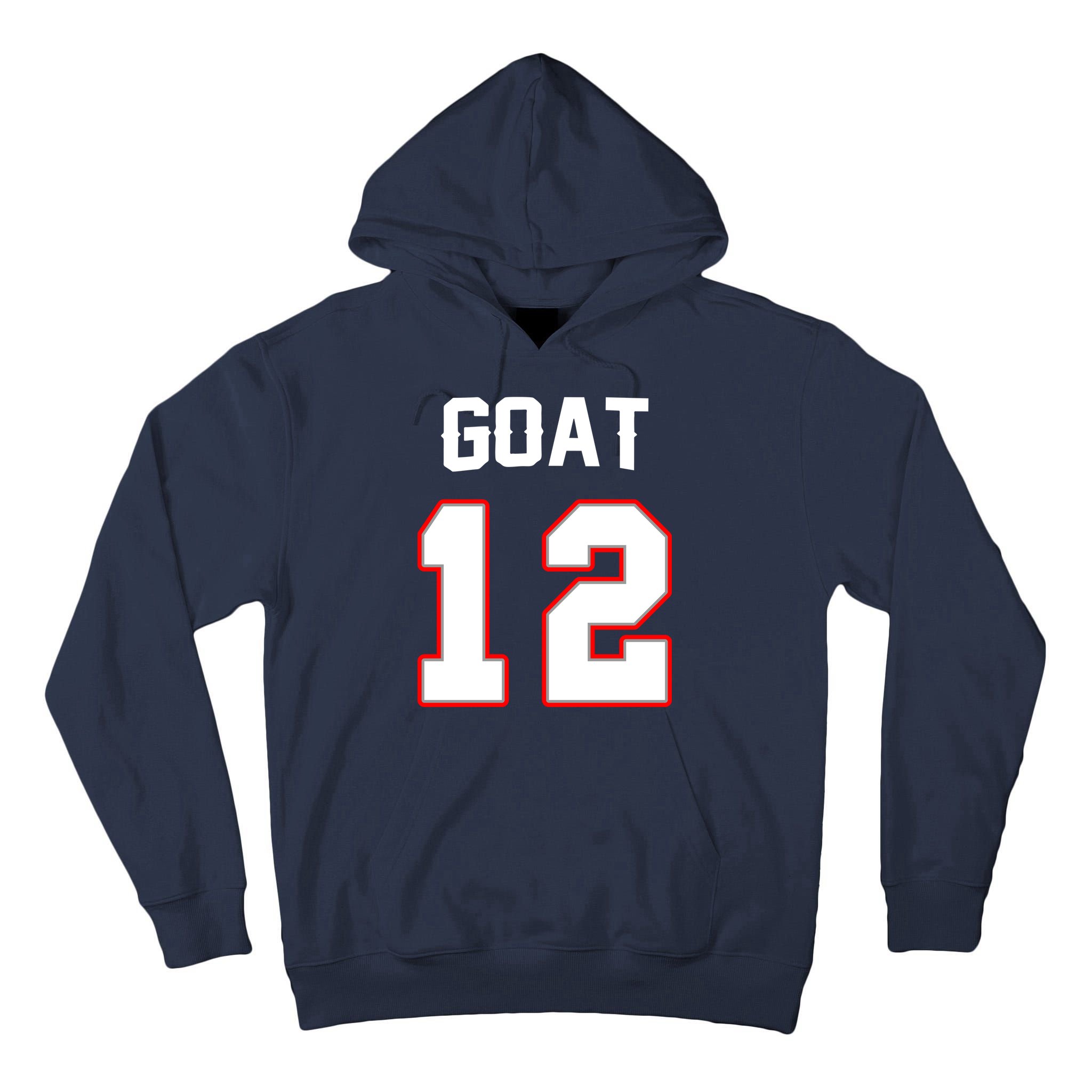 The Goat #12 Jersey 5 Time Champ New England Football Tall Hoodie