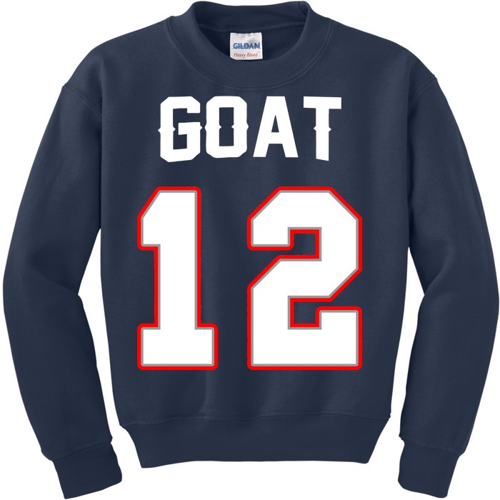 The Goat #12 Jersey 5 Time Champ New England Football Kids Sweatshirt