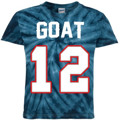 The Goat #12 Jersey 5 Time Champ New England Football Kids Tie-Dye T-Shirt