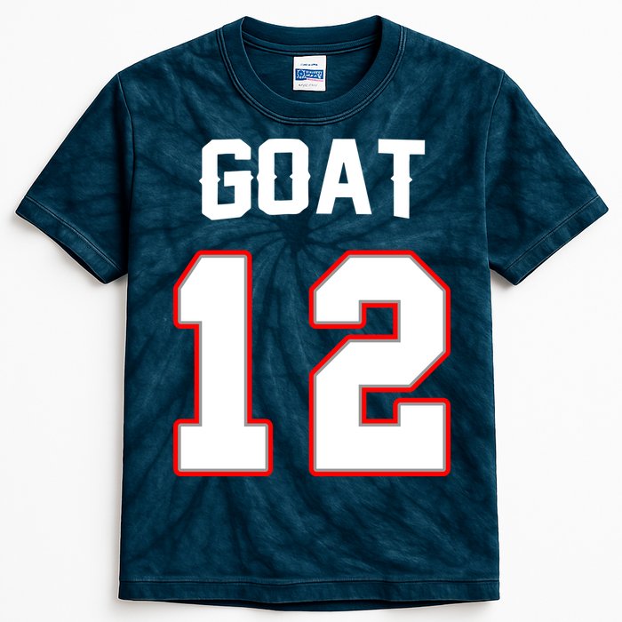 The Goat #12 Jersey 5 Time Champ New England Football Kids Tie-Dye T-Shirt