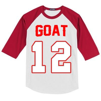 The Goat #12 Jersey 5 Time Champ New England Football Kids Colorblock Raglan Jersey