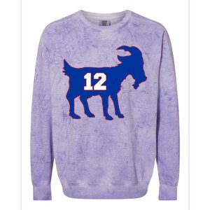 The Goat #12 New England Fan Football QB Colorblast Crewneck Sweatshirt