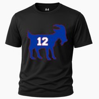 The Goat #12 New England Fan Football QB Cooling Performance Crew T-Shirt