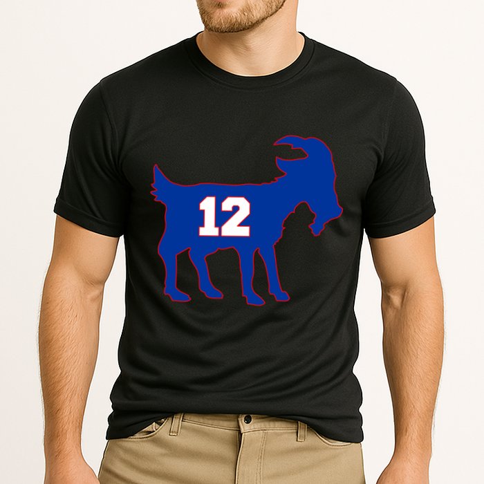 The Goat #12 New England Fan Football QB Cooling Performance Crew T-Shirt