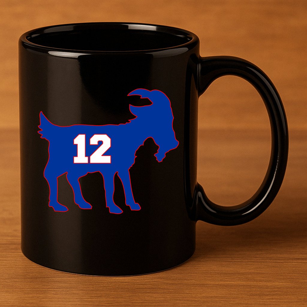 The Goat #12 New England Fan Football QB 11oz C Handle Ceramic Mug