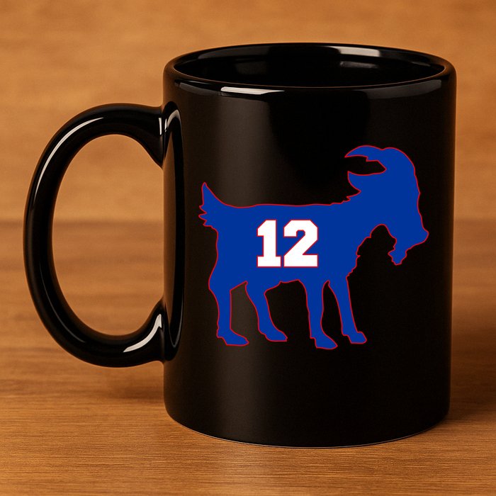 The Goat #12 New England Fan Football QB 11oz C Handle Ceramic Mug