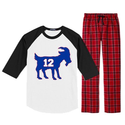 The Goat #12 New England Fan Football QB Raglan Sleeve Pajama Set