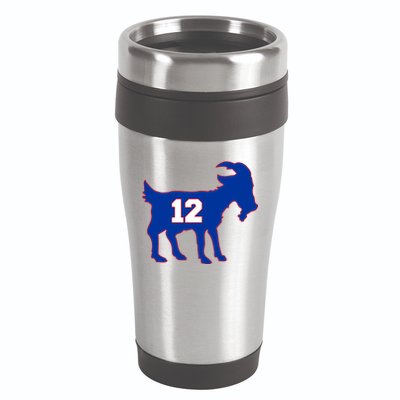The Goat #12 New England Fan Football QB 16oz Travel Tumbler