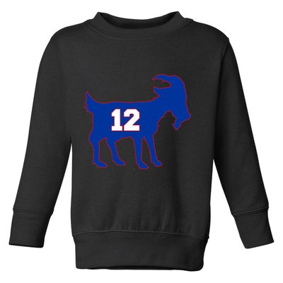 The Goat #12 New England Fan Football QB Toddler Sweatshirt