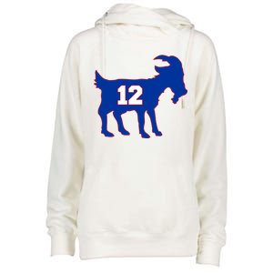 The Goat #12 New England Fan Football QB Womens Funnel Neck Pullover Hood