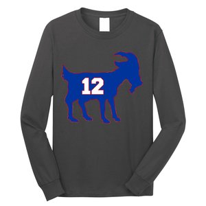 The Goat #12 New England Fan Football QB Long Sleeve Shirt