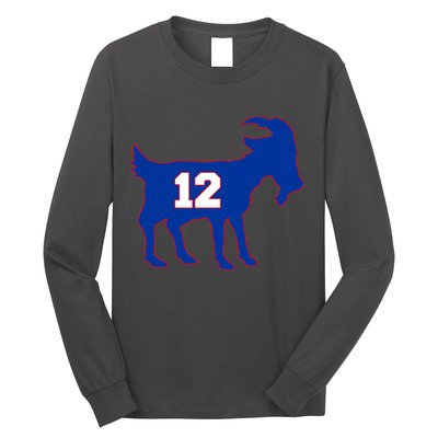 The Goat #12 New England Fan Football QB Long Sleeve Shirt