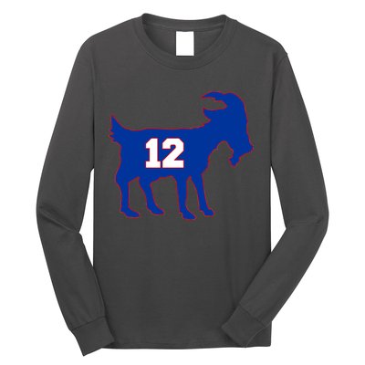 The Goat #12 New England Fan Football QB Long Sleeve Shirt