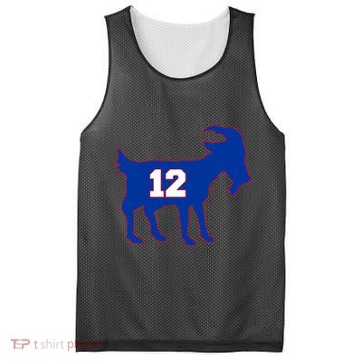 The Goat #12 New England Fan Football QB Mesh Reversible Basketball Jersey Tank