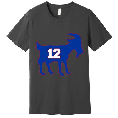 The Goat #12 New England Fan Football QB Premium T-Shirt