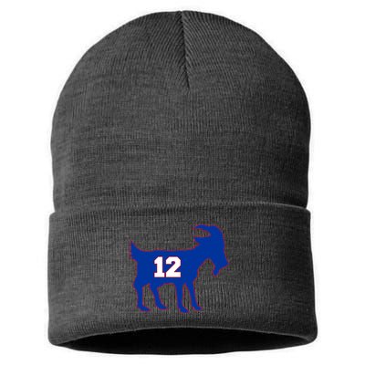 The Goat #12 New England Fan Football QB Sustainable Knit Beanie