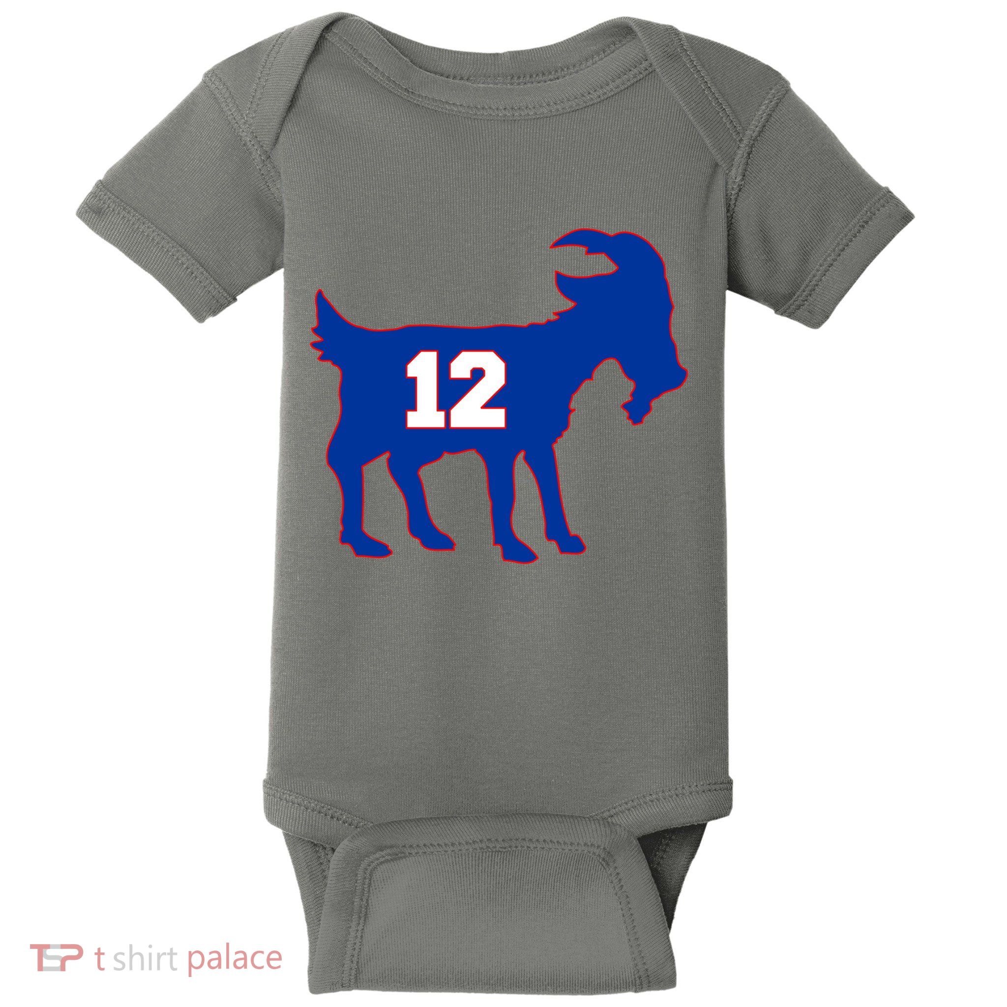 The Goat #12 New England Fan Football QB Baby Bodysuit
