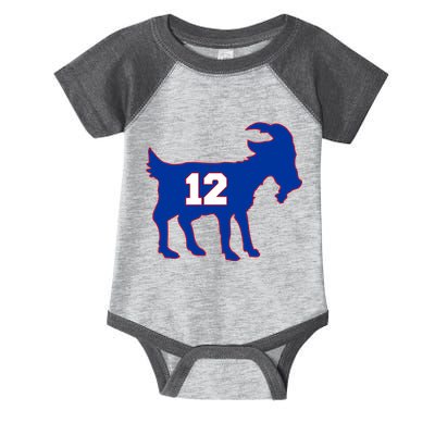 The Goat #12 New England Fan Football QB Infant Baby Jersey Bodysuit