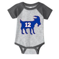 The Goat #12 New England Fan Football QB Infant Baby Jersey Bodysuit