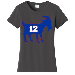 The Goat #12 New England Fan Football QB Women's T-Shirt