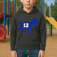 The Goat #12 New England Fan Football QB Kids Hoodie