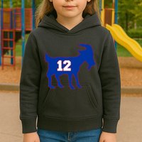 The Goat #12 New England Fan Football QB Kids Hoodie