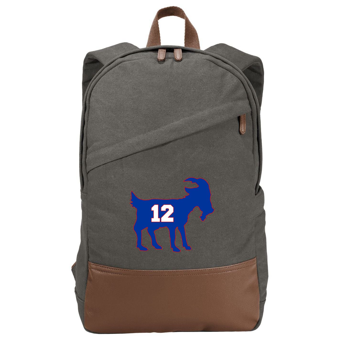 The Goat #12 New England Fan Football QB Cotton Canvas Backpack