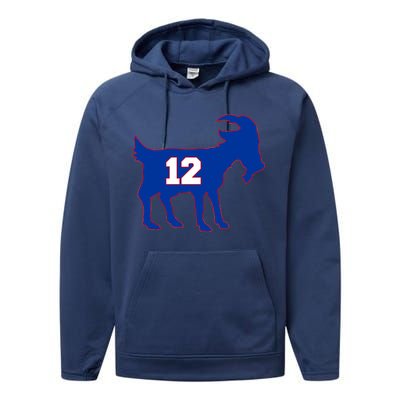 The Goat #12 New England Fan Football QB Performance Fleece Hoodie