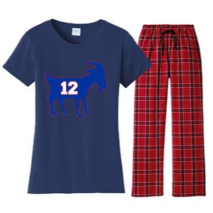 The Goat #12 New England Fan Football QB Women's Flannel Pajama Set