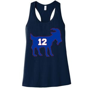 The Goat #12 New England Fan Football QB Women's Racerback Tank