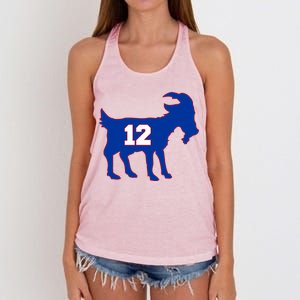 The Goat #12 New England Fan Football QB Women's Knotted Racerback Tank