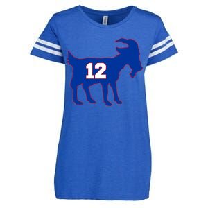 The Goat #12 New England Fan Football QB Enza Ladies Jersey Football T-Shirt