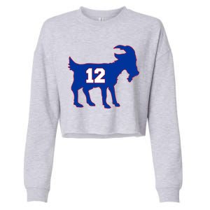 The Goat #12 New England Fan Football QB Cropped Pullover Crew