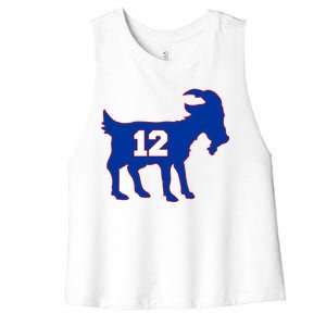 The Goat #12 New England Fan Football QB Women's Racerback Cropped Tank