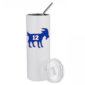 The Goat #12 New England Fan Football QB Stainless Steel Tumbler