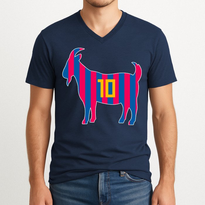 The Goat Messi 10 Greatest Of All Time V-Neck T-Shirt