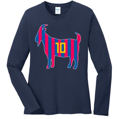 The Goat Messi 10 Greatest Of All Time Ladies Long Sleeve Shirt