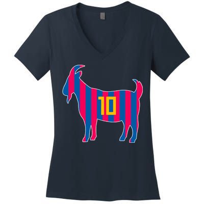 The Goat Messi 10 Greatest Of All Time Women's V-Neck T-Shirt