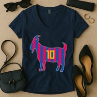 The Goat Messi 10 Greatest Of All Time Women's V-Neck T-Shirt
